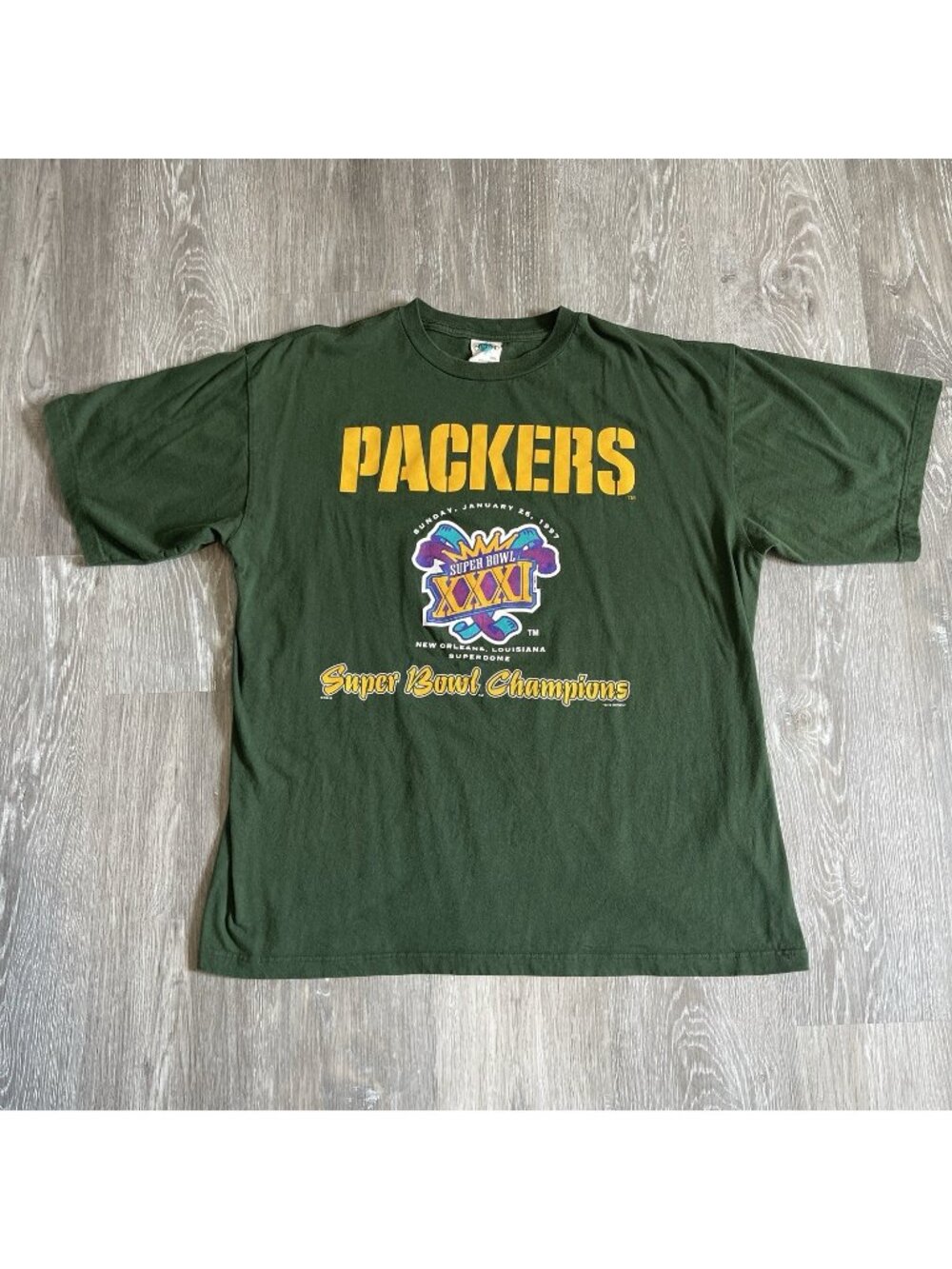 Vtg 90s Green Bay Packers T Shirt Super Bowl XXXI Champions Sz XXL Favre 1997